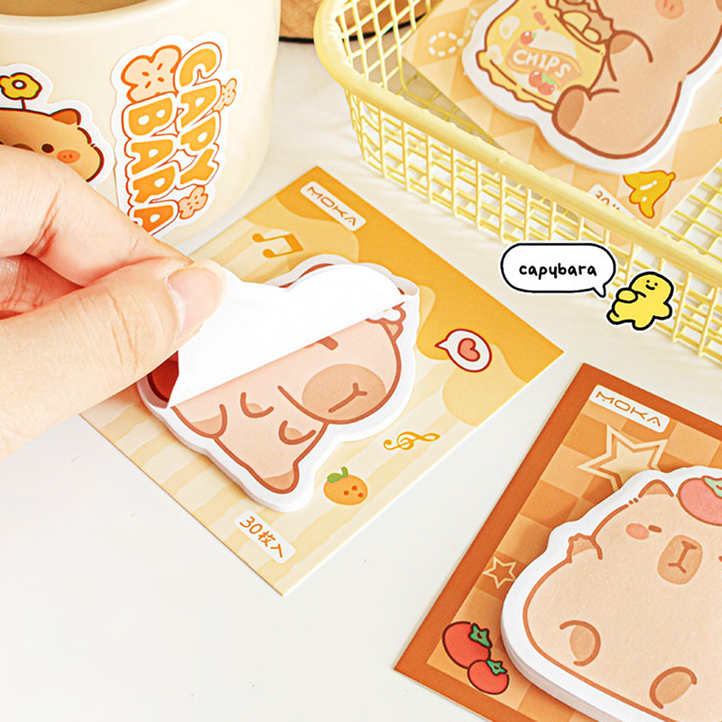 🌈🐻กระดาษโน๊ตกาวในตัว🌿Sticky Note ลายคาปิบารา 8.5x7.5/30แผ่น สุ่มคละลาย✔️พร้อมส่งในไทย กระดาษโน๊ต