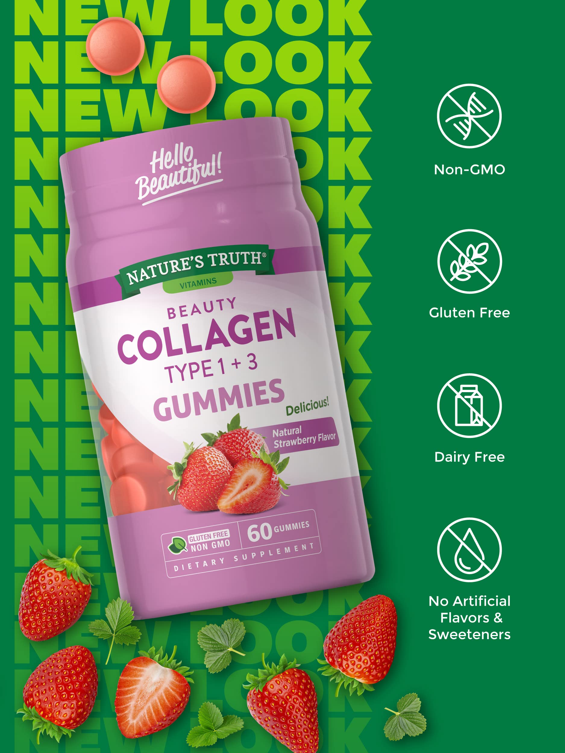 Nature's Truth Beauty Collagen Type 1+3 Gummies 60 Gummies