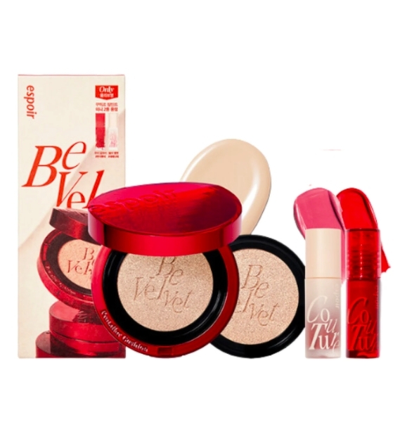 Espoir Pro Tailor Be Velvet Cover Cushion + Refill + Mini Lip #21 Ivory