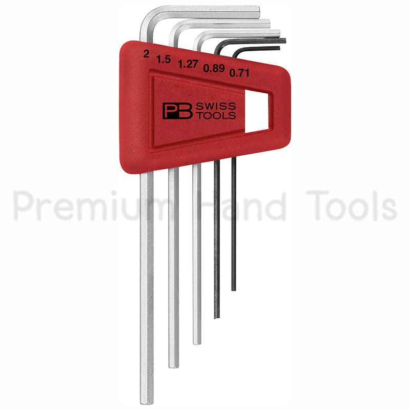 PB Swiss Tools PB 210H-2 ประแจหกเหลี่ยมชุด หัวตัด สั้น เบอร์ 0.71-2 มิล 5 ตัวชุด