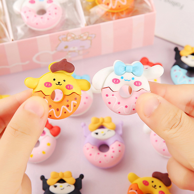🌈ยางลบการ์ตูนโดนัท🌈 ยางลบลายSanrio ₍^. .^₎⟆ หูการ์ตูนสัตว์หลากสี✔️พร้อมส่งในไทย เครื่องเขียน ยางลบ ลบคำผิด