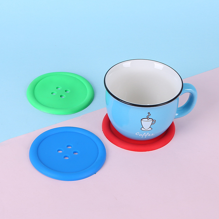 🌈แผ่นรองแก้วยางซิลิโคน🌈รูปทรงกระดุมยัก 9x9cm📌เลือกสี ชิ้นละ 3 บาท ✔️พร้อมส่ง Ohwowshop รองแก้ว สวยงาม ราคาถูก