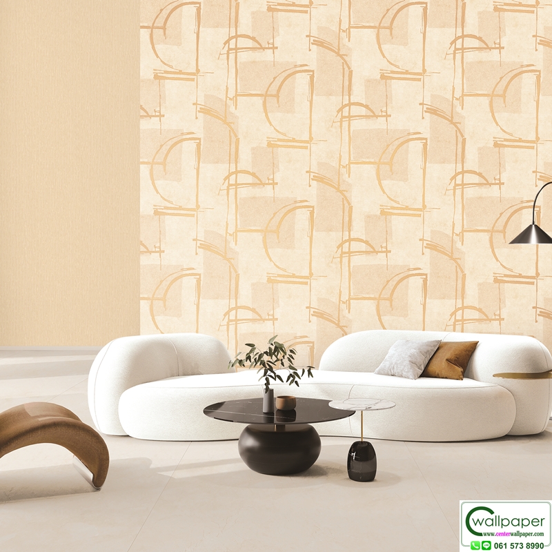 วอลเปเปอร์โมเดิร์น์ สีครีมทอง No.70523-2