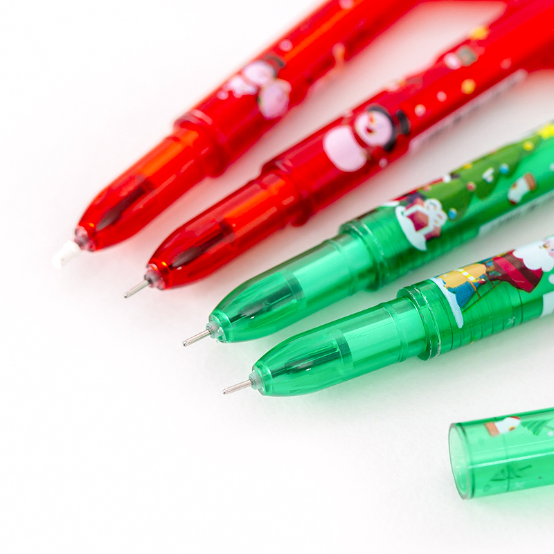 🎄⭐ปากกาเจลดำ⭐🎄รูปทรงขนนกลายคริสมาส⚫ไส้สีดำ 0.5📌เลือกสี✔️พร้อมส่งในไทย เครื่องเขียน ปากกาลายการ์ตูน ปากกาเจล