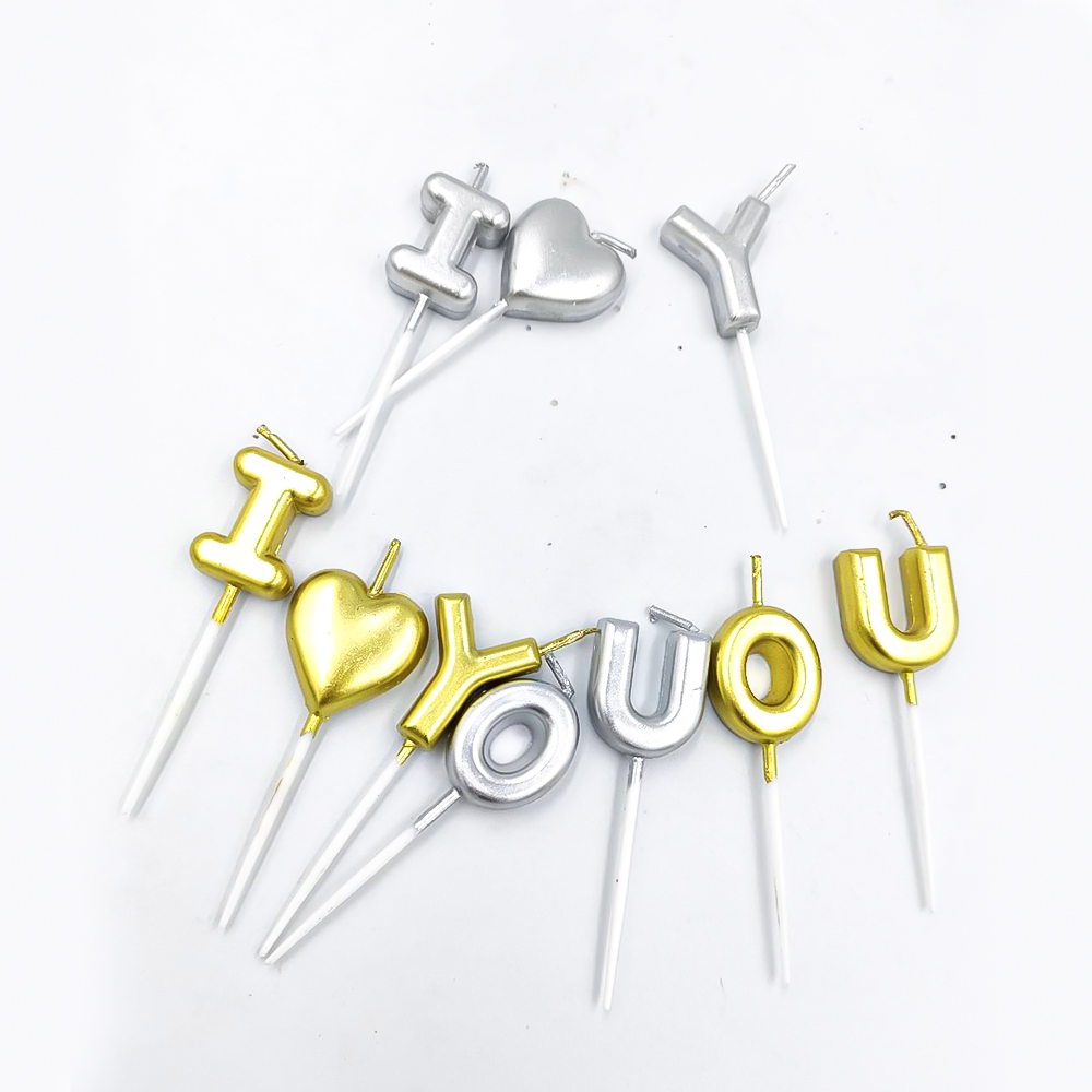 🔥สินค้าขายดี🔥 🎂เทียน I love you สีเทียน-สีเคลือบเมทัลลิค 5 ตัวอักษร ราคา 18-20 บาท📌สินค้าเลือกแบบ✔️พร้อมส่ง Ohwowshop เทียนวันเกิด เทียนสี