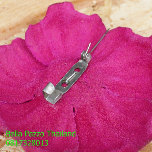 เข็มกลัดดอกจานบิดขอบ 8cm. หนังแท้ทำมือ แฮนด์เมด Pin, Brooch, Leather flower, handmade