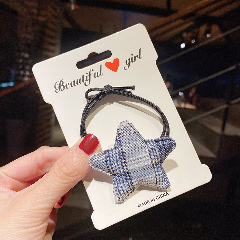 ⭐🌟ยางยืดรัดผมสองสายดาวลายลายสก๊อต ชิ้นละ 3 บาท( คละสี )✔️พร้อมส่ง Ohwowshop ยางยืด ยางมัดผม ยางยืดรัดผมเกาหลี ยางรัดผม