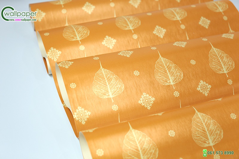 วอลเปเปอร์ลายใบโพธิ์ สีเหลืองทอง