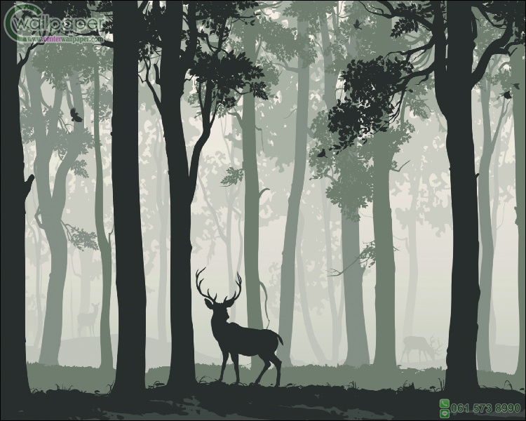 ภาพวิวสำเร็จรูป ภาพวาดกวาง ในป่าใหญ่
