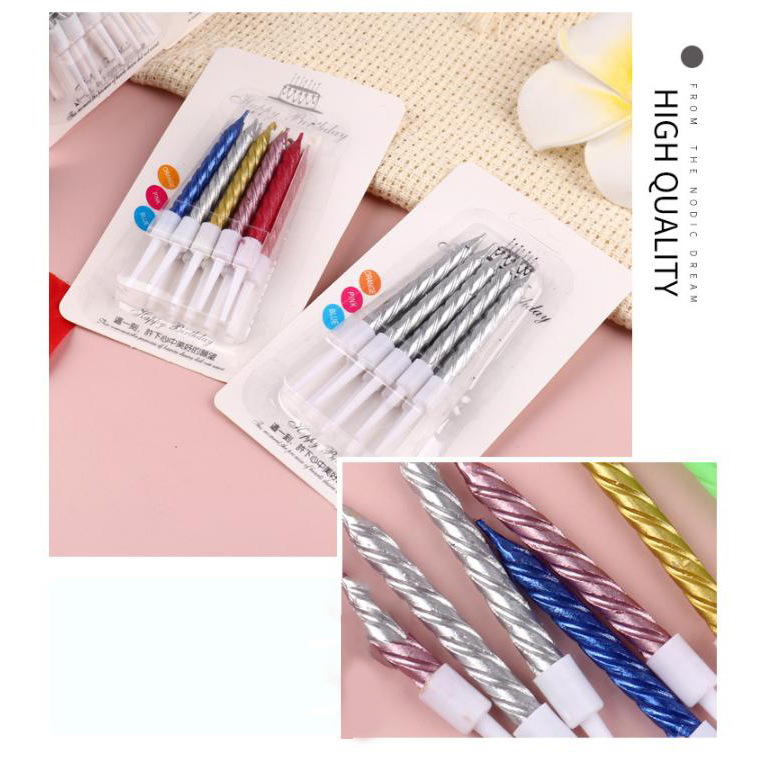 🔥สินค้าขายดี🔥 🎂เทียน Happy birthday แบบเกลียว แพ็ค 10 ชิ้น ราคาแพ็คละ 3-5 บาท📌สินค้าเลือกสี✔️พร้อมส่ง Ohwowshop เทียนวันเกิด เทียนสี
