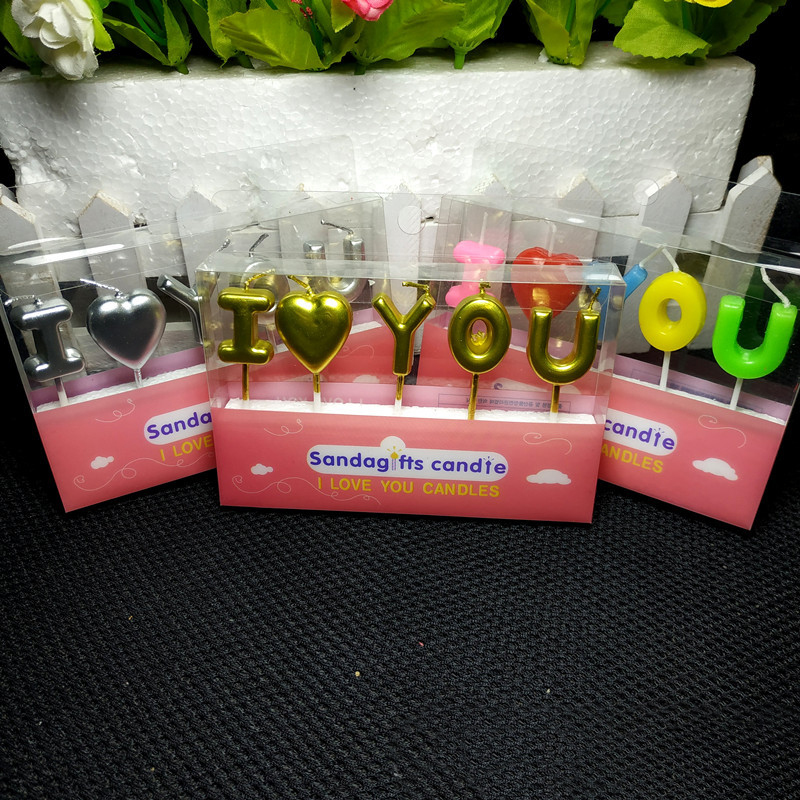 🔥สินค้าขายดี🔥 🎂เทียน I love you สีเทียน-สีเคลือบเมทัลลิค 5 ตัวอักษร ราคา 18-20 บาท📌สินค้าเลือกแบบ✔️พร้อมส่ง Ohwowshop เทียนวันเกิด เทียนสี