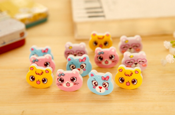 ยางลบหน้าแมวน่ารัก [สุ่มลาย] 1 ชิ้น 1 บาท Ohwowshop