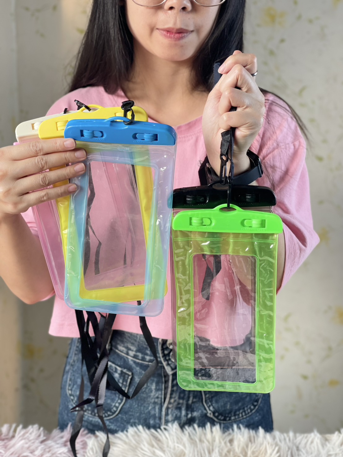 💦ซองกันน้ำ💦🌈ซองโทรศัพท์ ซองมือถือ หลากสี ขอบขุ่น21x11💯ฟรีสายคล้องคอ ทัชสกรีนได้✅พร้อมส่งในไทย กันน้ำ ซอง