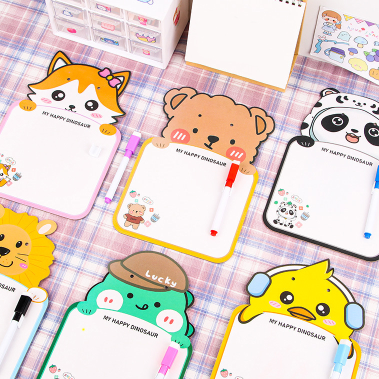 🌈🦁กระดานไวท์บอร์ดพร้อมปากกา🐼🌈กระดานวาดรูป รูปทรงการ์ตูน📌พร้อมส่งในไทย กระดานลบออกได้ เครื่องเขียนเด็ก พกพา แขวนได้