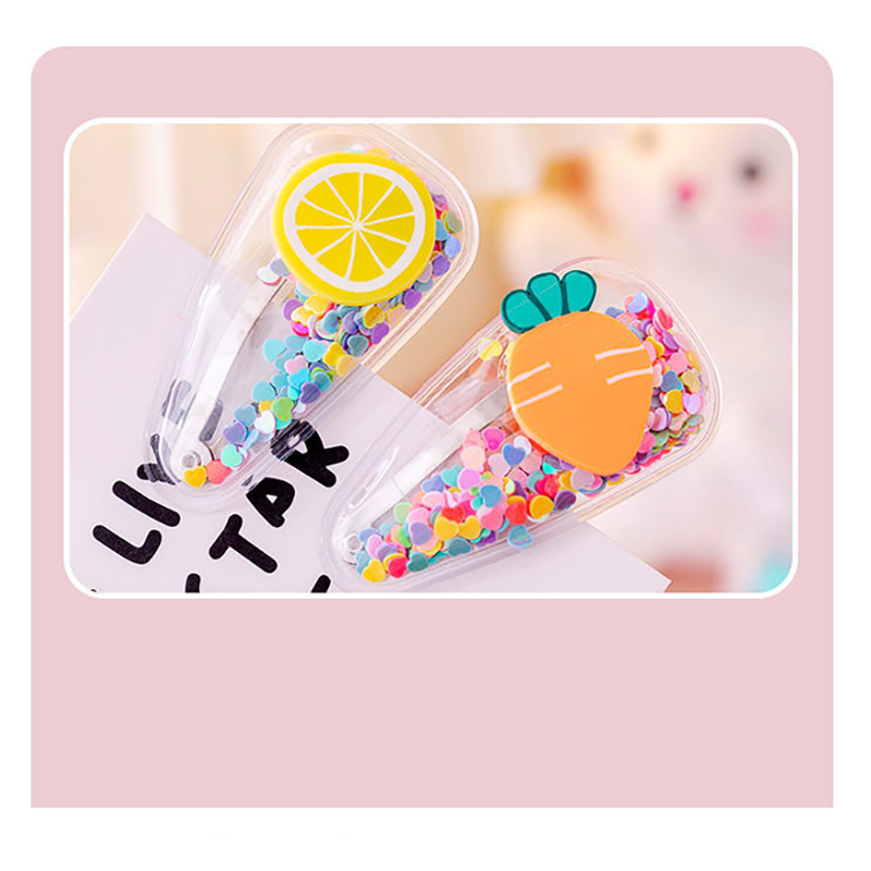 🌈🍉กิ๊บติดผม🍊⭐กลิตเตอร์ ลายผลไม้ หลากสี📌สุ่มคละลาย ราคา 4 บาท✔️พร้อมส่ง ohwowshop เครื่องประดับ ผม หนีบ