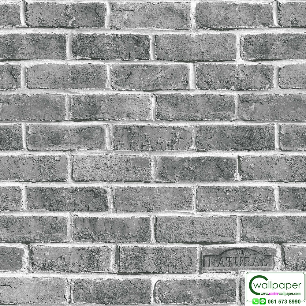 วอลเปเปอร์ห้องนอนลายอิฐ สีเท