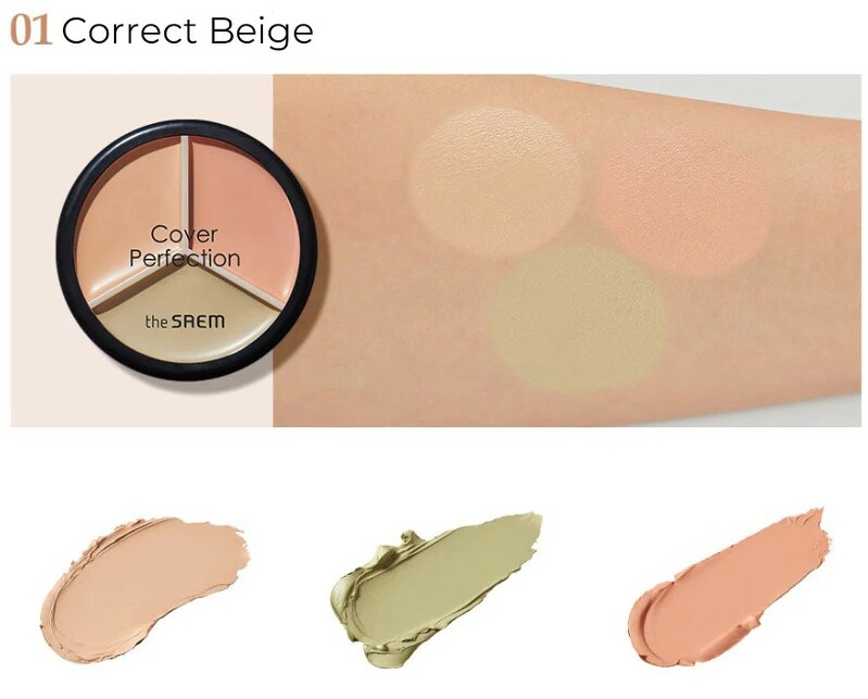 The Saem Cover Perfection Triple pot concealer #01 Correct Beige