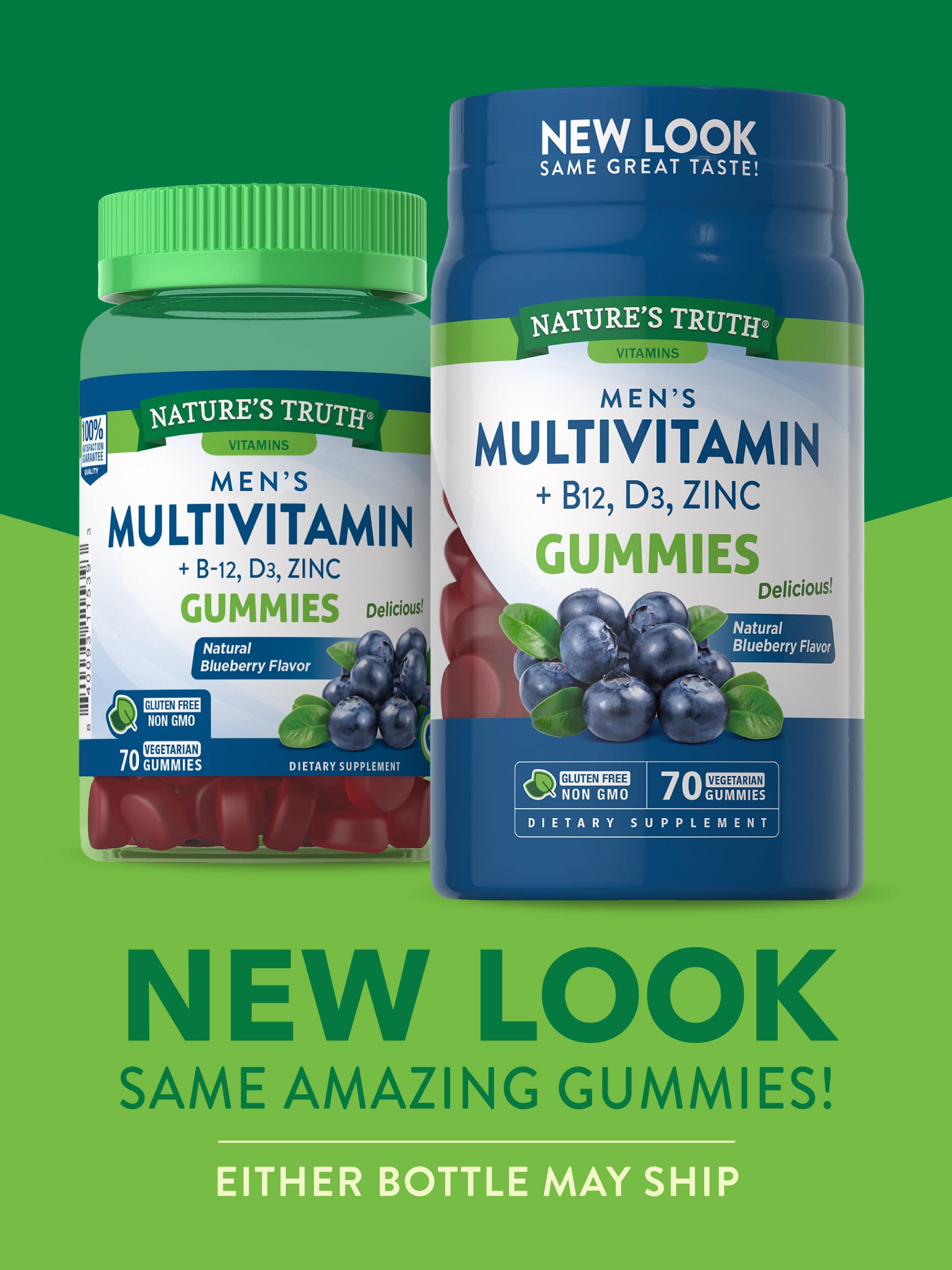 Nature’s Truth Vitamins MEN'S Multivitamin + B12, D3, Zinc Gummies 70 Gummies
