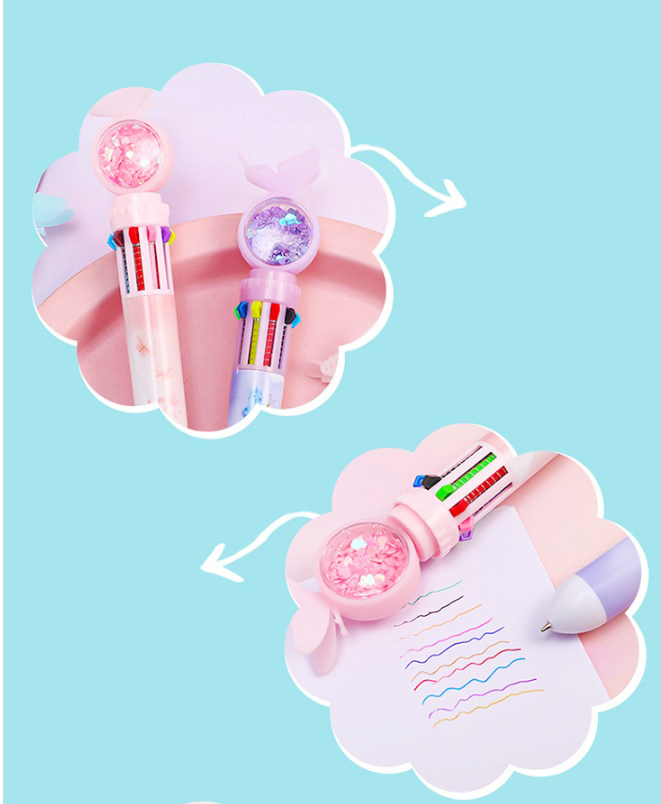🌈ปากกาลูกลื่น 10สี🌈กลิตเตอร์ หัวผีเสื้อ📌คละสี ด้ามละ 11 บาท Ohwowshop✅พร้อมส่ง ปากกา เครื่องเขียน