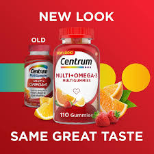 Centrum MULTI + OMEGA-3 Multi Gummies Supports a Healthy & Body + Heart, Brain & Eye Health 110 Gummies