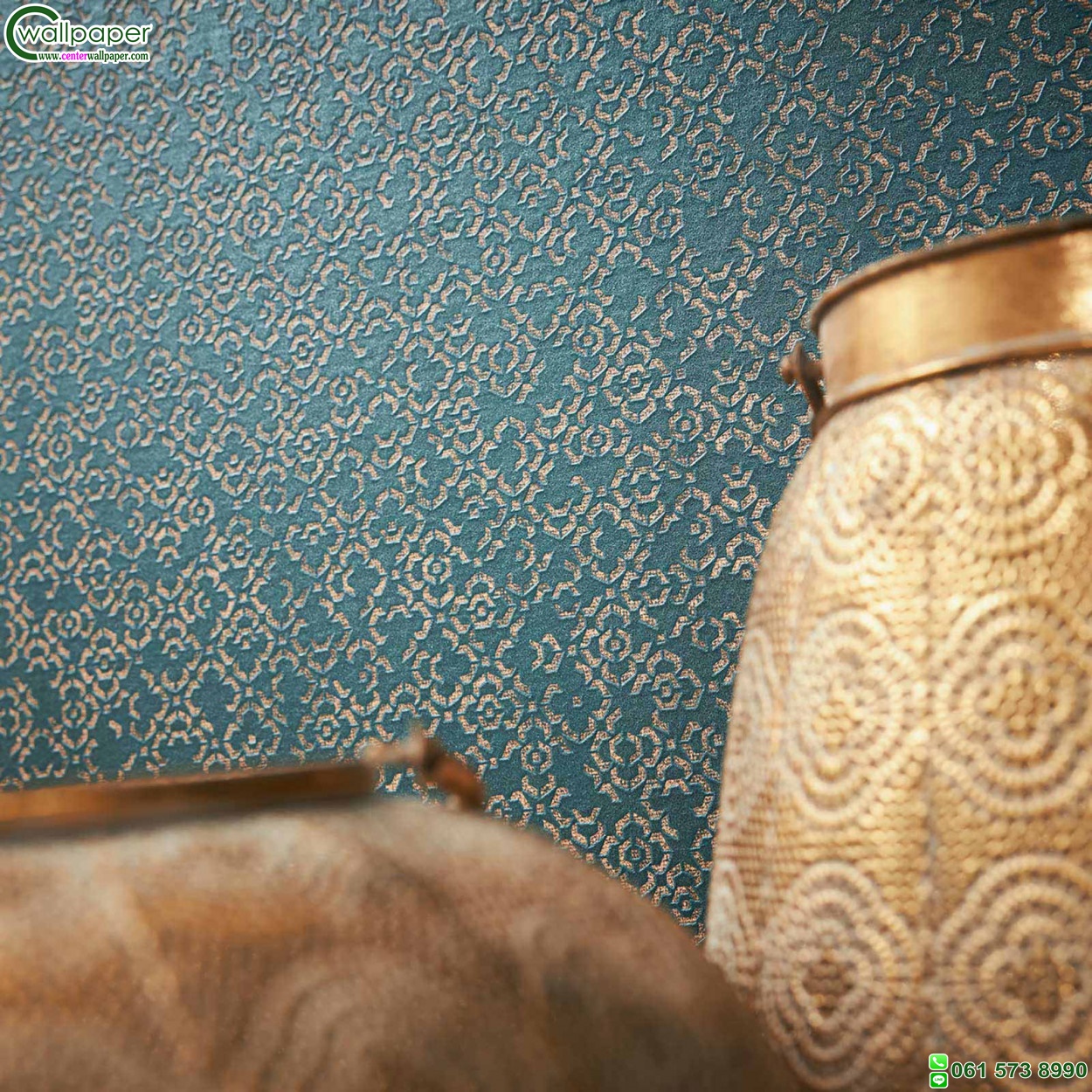 วอลเปเปอร์ติดผนังลายฉลุสีฟ้าเขียว