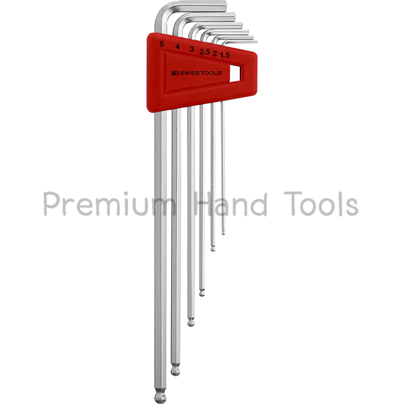 PB Swiss Tools PB 212LH-5 ประแจหกเหลี่ยมชุด หัวบอล ยาว เบอร์ 1.5-5 มิล 6 ตัวชุด