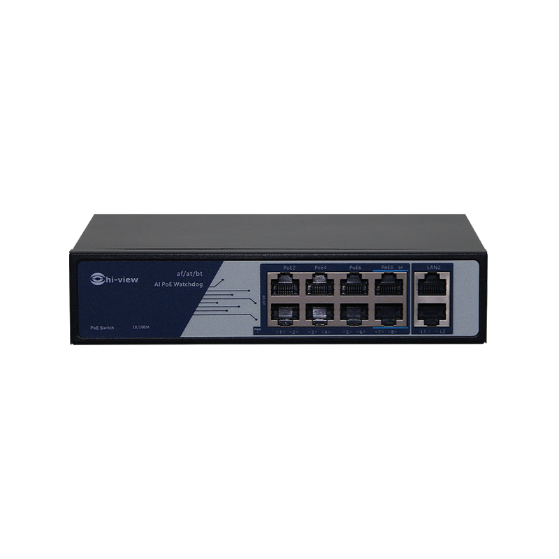 HS-SW10 2P8 BT-AI 10 CH AI WITH BT POE SWITCH PoE Ports:PoE1~8 100Mbps , 60W PoE Ports:PoE7-8 100Mbp