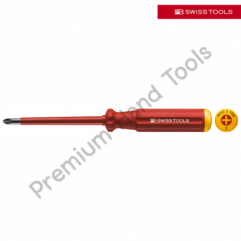 PB Swiss Tools PB 5190 ไขควงกันไฟ ปากแฉก ด้ามแดงหุ้มฉนวนกันไฟ เบอร์ 0 ถึง 4