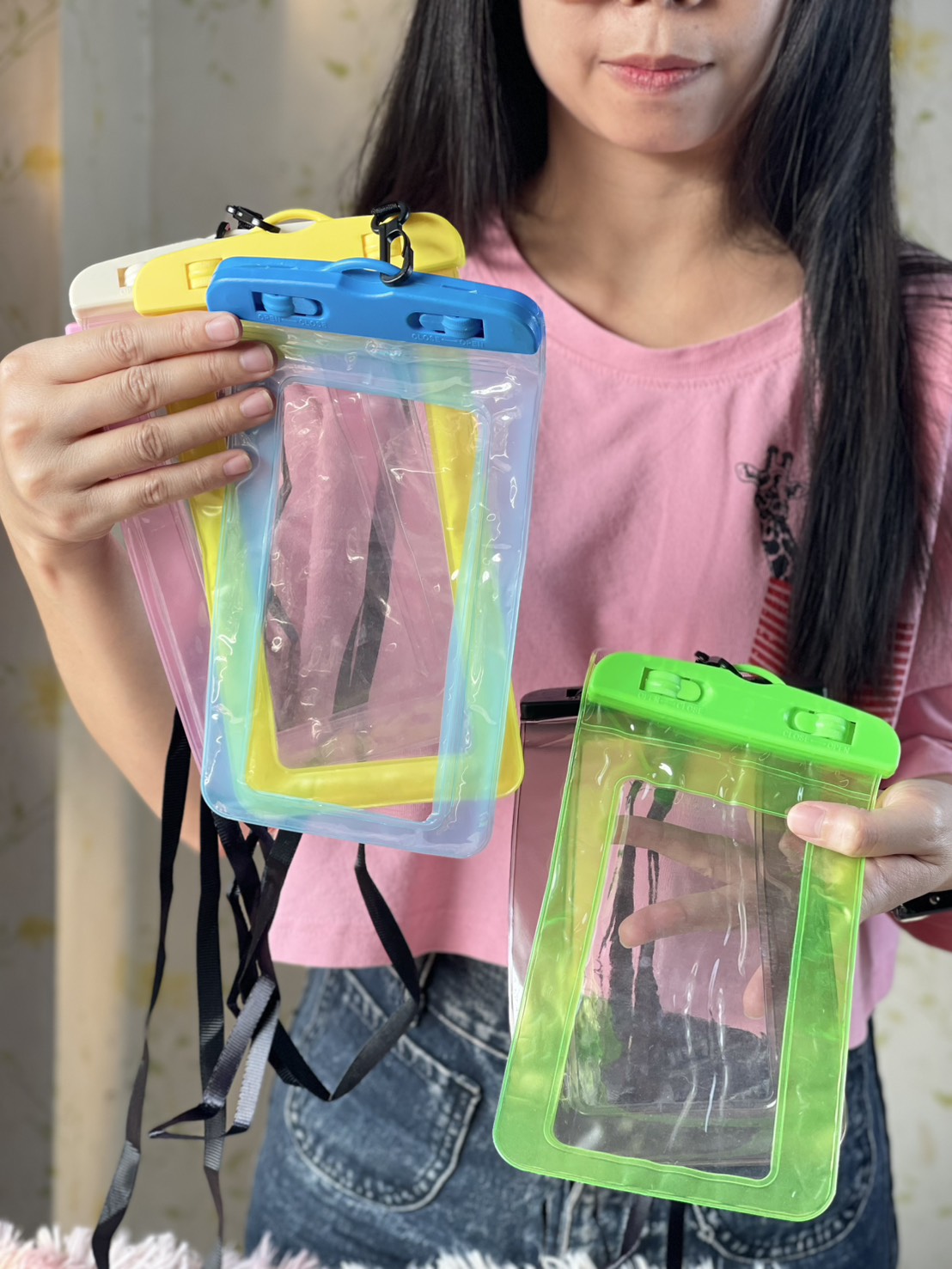 💦ซองกันน้ำ💦🌈ซองโทรศัพท์ ซองมือถือ หลากสี ขอบขุ่น21x11💯ฟรีสายคล้องคอ ทัชสกรีนได้✅พร้อมส่งในไทย กันน้ำ ซอง