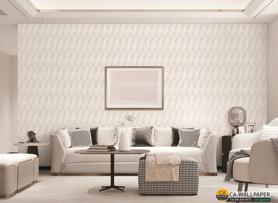 วอลเปเปอร์สไตล์โมเดิร์นลายตาข่ายสีเทาอ่อน-ขาว