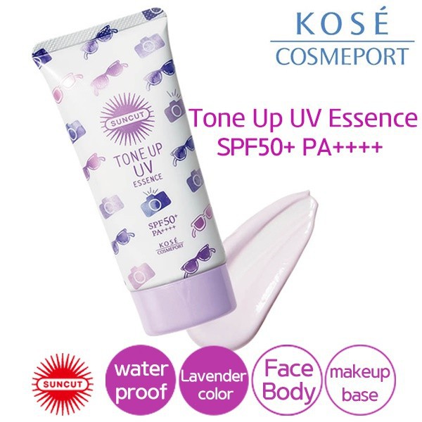 Kose Suncut Sunscreen Tone Up UV Essence SPF 50+ PA++++ Waterproof 80 g. #สีม่วง