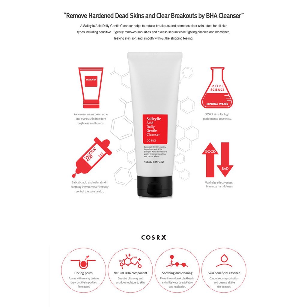 COSRX Salicylic Acid Daily Gentle Cleanser 150 ml. (ฉลากไทย)
