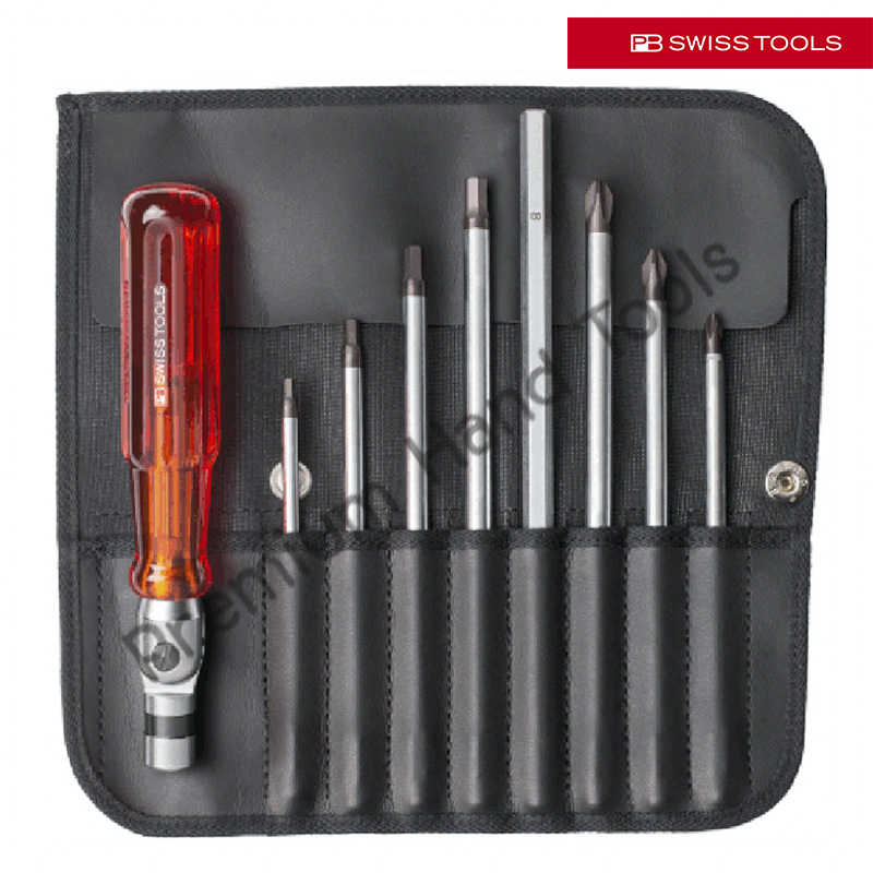 ไขควงชุด PB Swiss Tools รุ่น PB 227 แกนไขควงปากแฉก และหกเหลี่ยม ด้ามงอได้ (9 ตัว/ชุด)