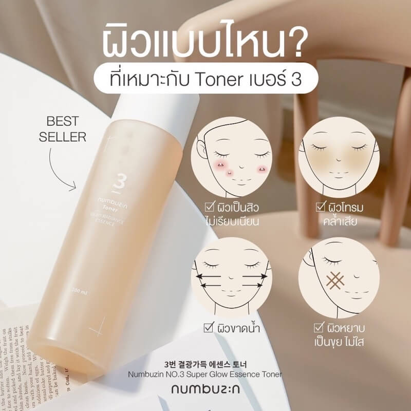 Numbuzin No.3 Super Glowing Essence Toner 200 ml.