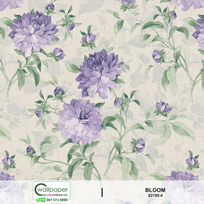 วอลเปเปอร์ลายดอกไม้สีม่วง หน้ากว้าง No.82100-4
