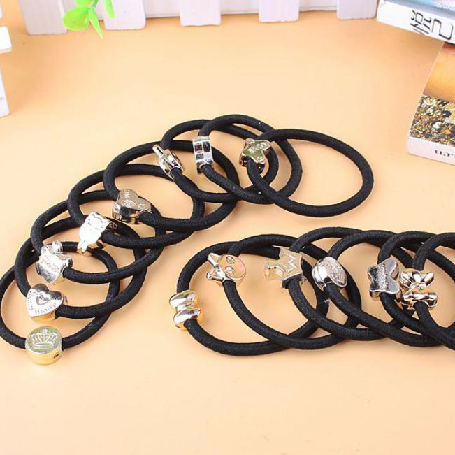 🌈⚫ยางยืดรัดผมรูปทรงการ์ตูนทองสายดำ ชิ้นละ 2 บาท✔️พร้อมส่ง Ohwowshop ยางยืด ยางมัดผม ยางยืดรัดผมเกาหลี ยางรัดผม