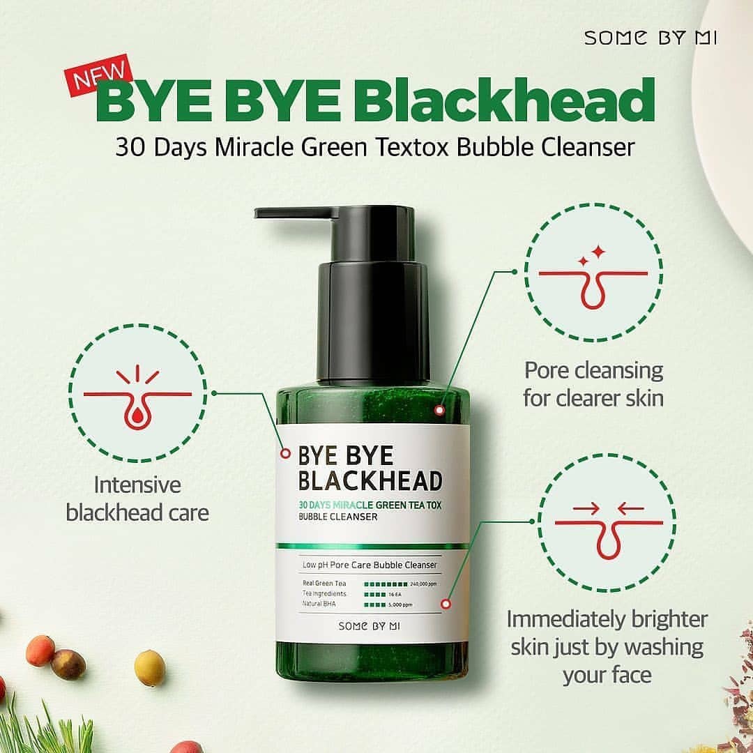 SOME BY MI Bye Bye Blackhead 30 Days Miracle Green Tea Tox Bubble Cleanser 120 ml.