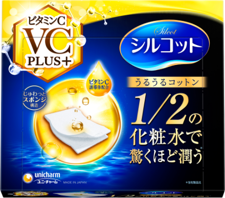 Unicharm Silcot Moist Touch Puff Cotton Vitamin C Plus+ 40 คู่ 80 แผ่น
