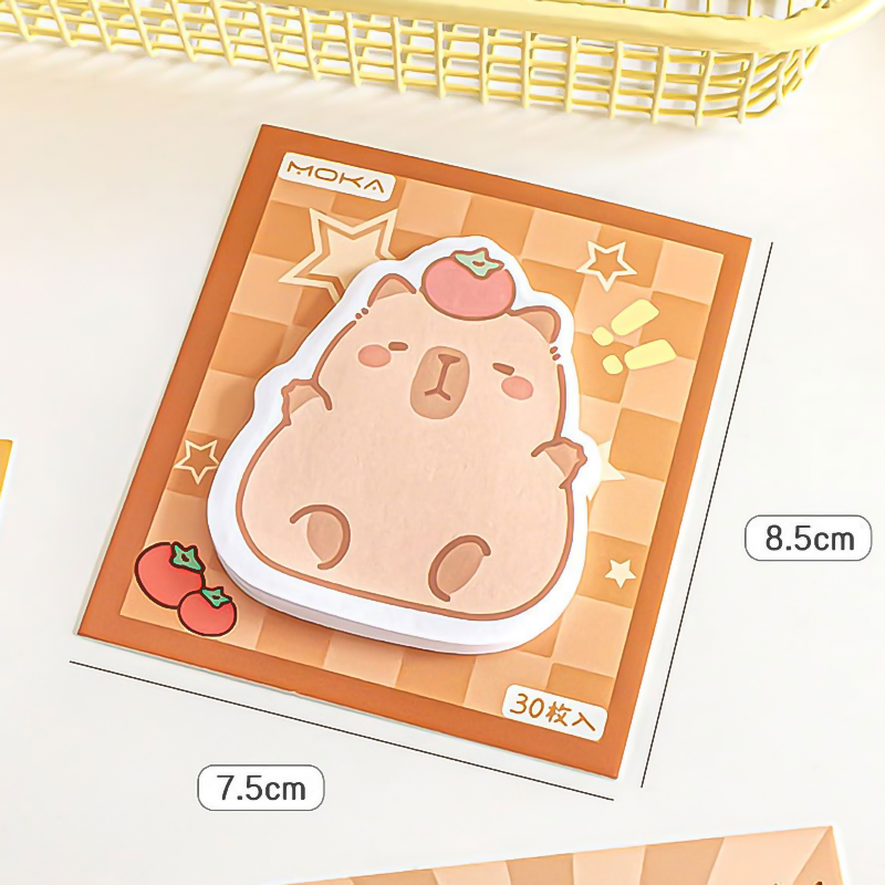🌈🐻กระดาษโน๊ตกาวในตัว🌿Sticky Note ลายคาปิบารา 8.5x7.5/30แผ่น สุ่มคละลาย✔️พร้อมส่งในไทย กระดาษโน๊ต
