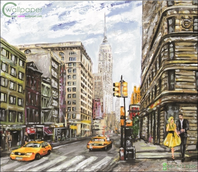ภาพวิวสำเร็จรูป ภาพวาดสีน้ำมัน เมืองนิวยอร์ค