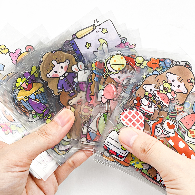 🔥ยกแพ็ค🔥สติ๊กเกอร์ลายการ์ตูน พลาสติกใส 📌คละตามแบบ✅พร้อมส่งในไทย สติกเกอร์ ตกแต่งDIY stikker