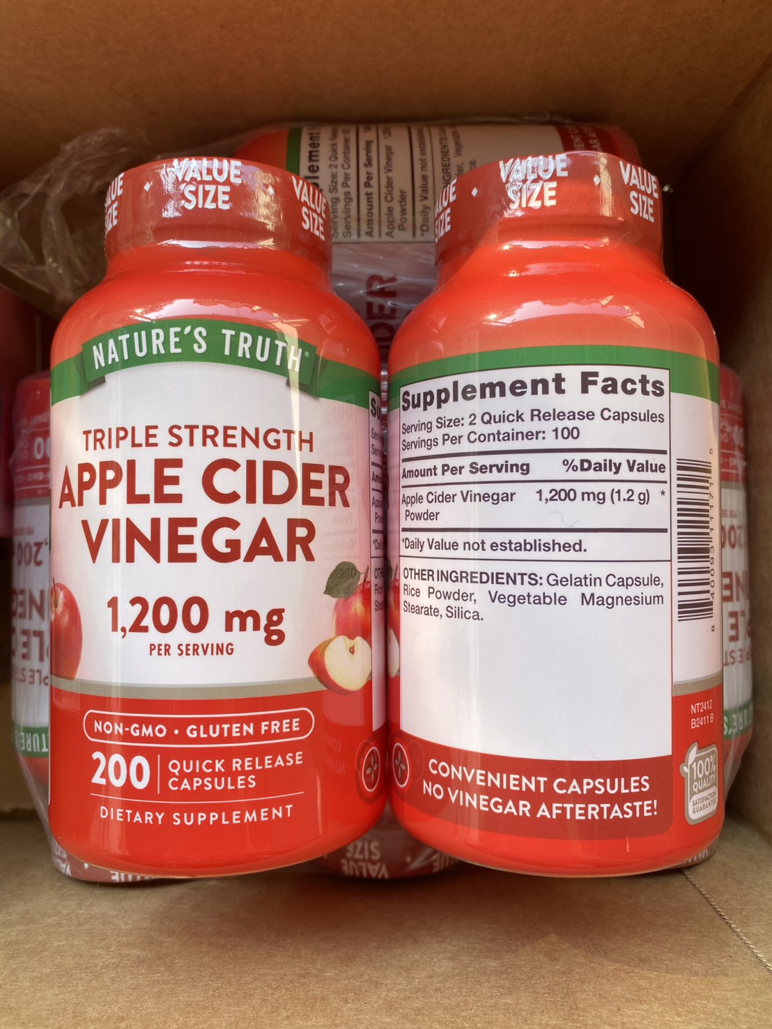 Nature's Truth Apple Cider Vinegar 1200 mg. 200 Capsules