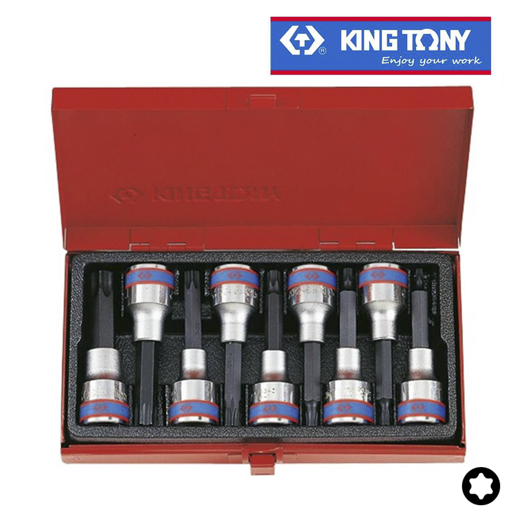 ชุดลูกบ๊อก KING TONY ขนาด 1/2" 4119 PR เดือยโผล่ยาว Torx 9 ตัว/ชุด
