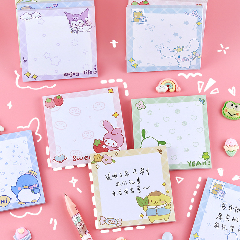 💜กระดาษโน๊ตกาวในตัว✨Sticky Note โน้ตลายคิวท์ สำหรับจดบันทึก 50 แผ่น📌เลือกลาย✅พร้อมส่งในไทย โพสต์อิทน่ารัก เครื่องเขียน