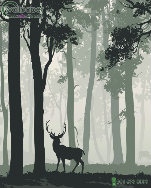 ภาพวิวสำเร็จรูป ภาพวาดกวาง ในป่าใหญ่