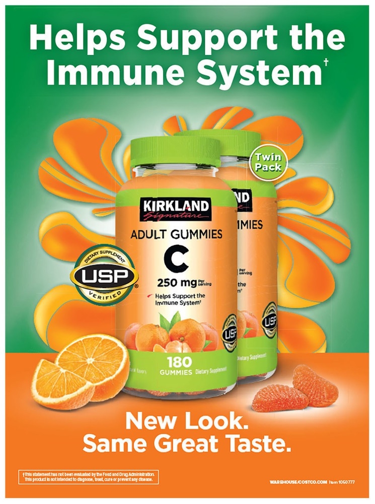 Kirkland Signature Vitamin C 250 mg. Adult (180 Gummies) แพคเกจใหม่
