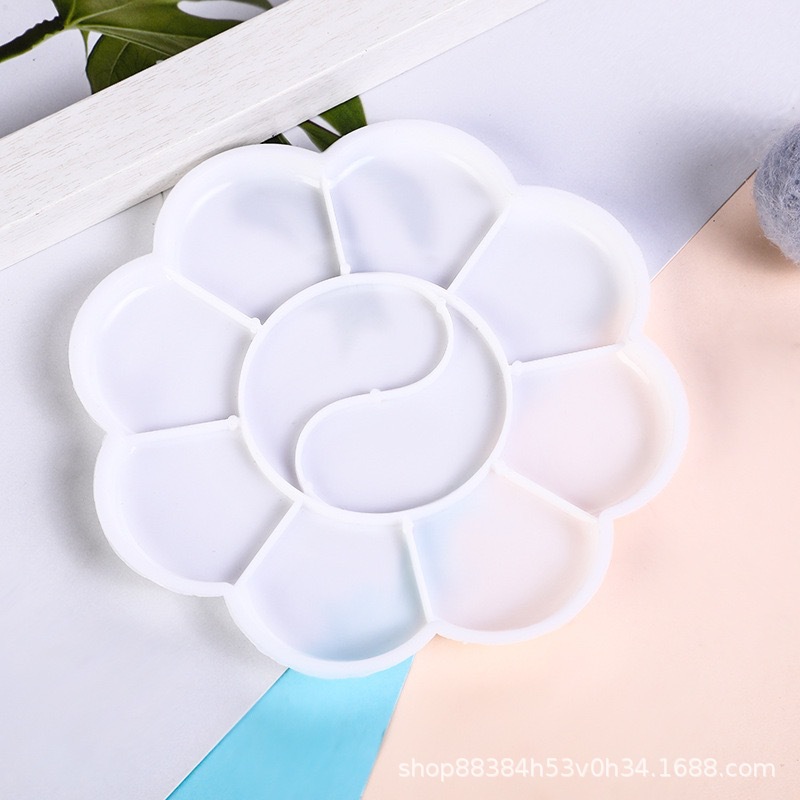 🎨จานสีพลาสติก🌈ทรงดอกไม้ 10 ช่อง สำหรับระบายสี วาดภาพ งานศิลปะ✅พร้อมส่ง อุปกรณ์ศิลปะ