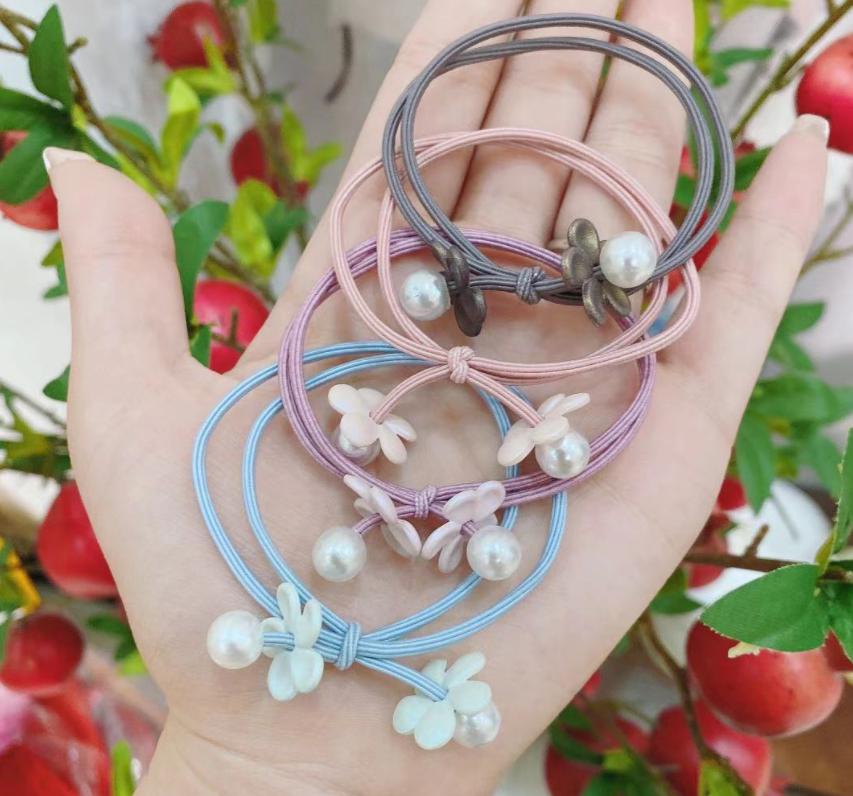 🌈ยางรัดผมสายลายพื้นคลาสสิคดอกไม้ไข่มุก (สุ่มลาย) ชิ้นละ 2 บาท ✔️พร้อมส่ง Ohwowshop หนังยางรัดผมเกาหลี ยางรัดผมไสต์เกาหลี มัดผม