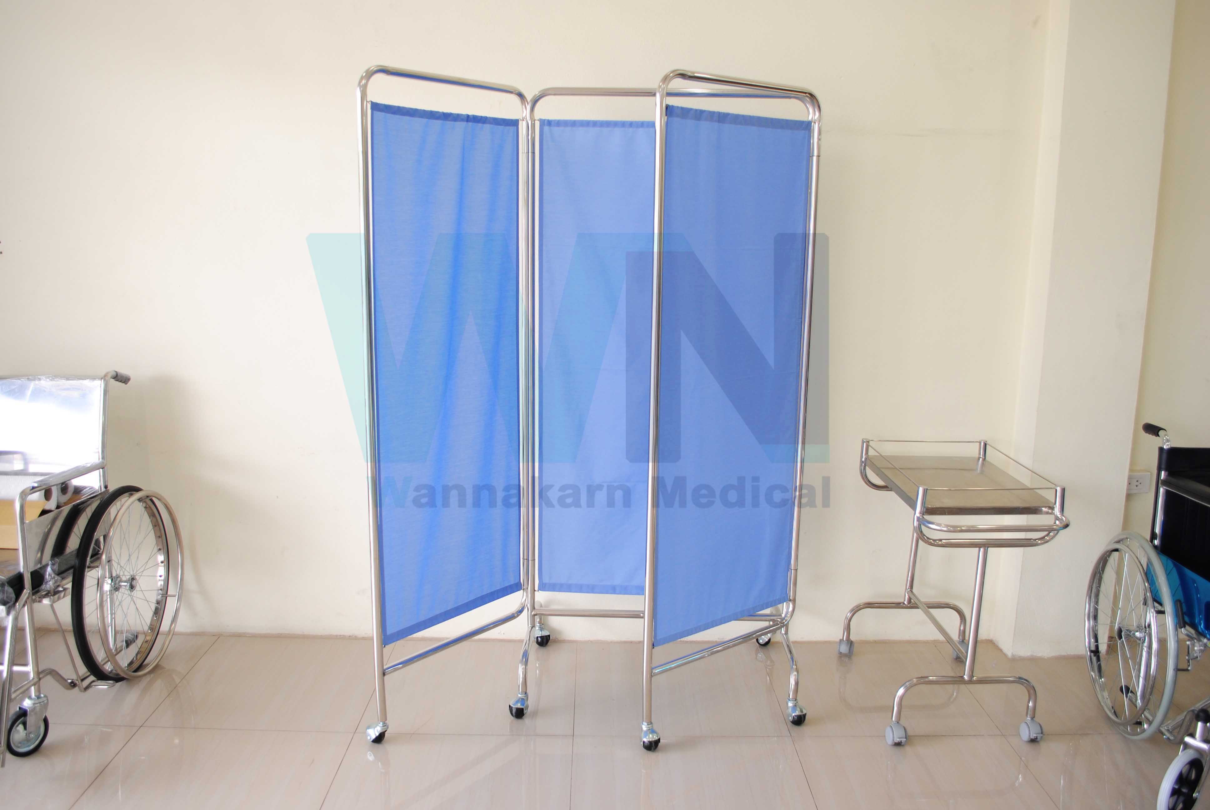 ฉากกัน 3 ตอน สแตนเลส พร้อมม่าน