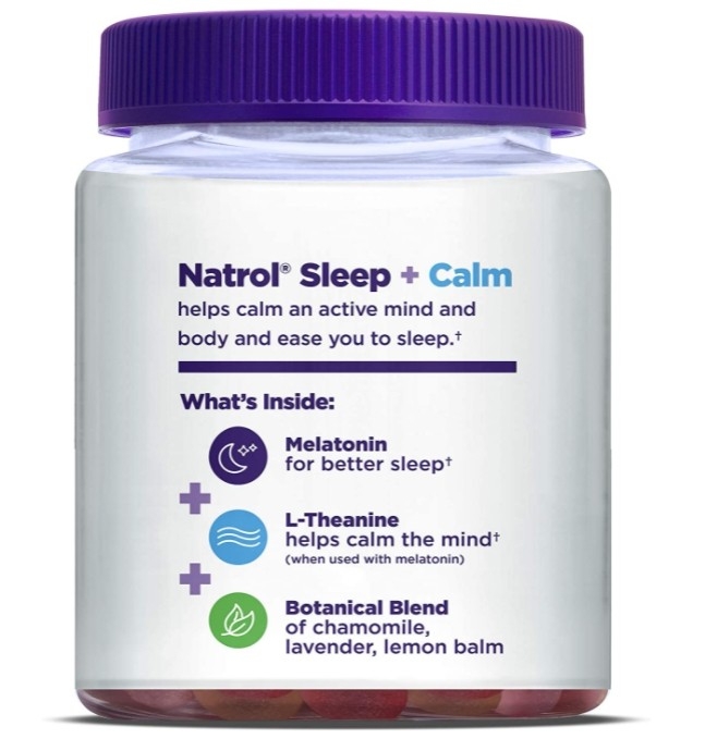 Natrol Sleep+Calm, Melatonin 6 mg. and L-Theanine, with Botancial Blend, 100% Drug-Free Sleep Aid Gummies, Gummy, 60 Count